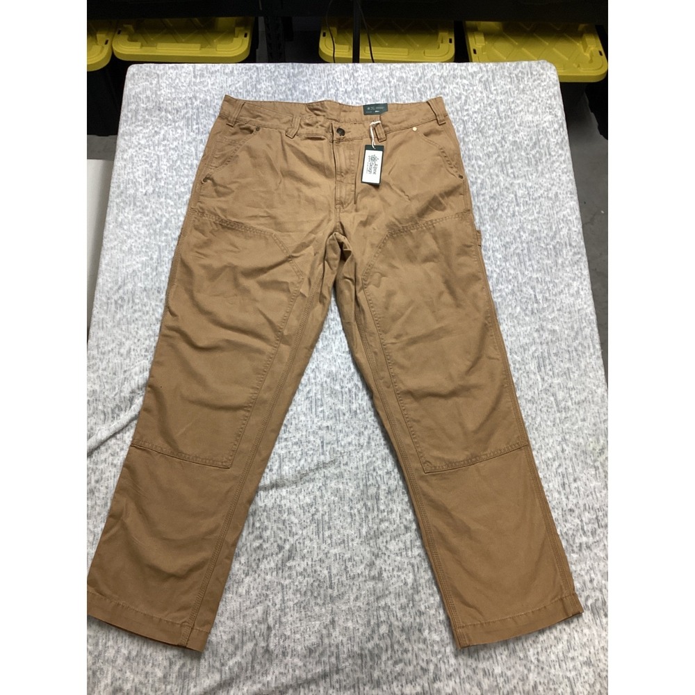 Alpine Design Mens Brown Khaki Utility Pant ADM24901 36x30 Organic Cotton Canvas